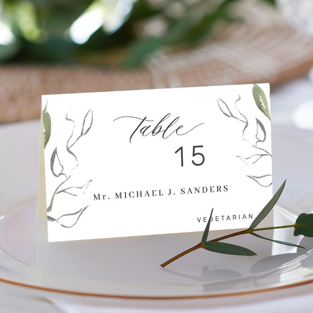 Elegant greenery guest name wedding place card  (Creator Uploaded)