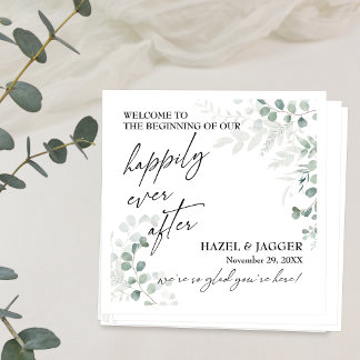 Elegant Greenery Happily Ever After Napkin