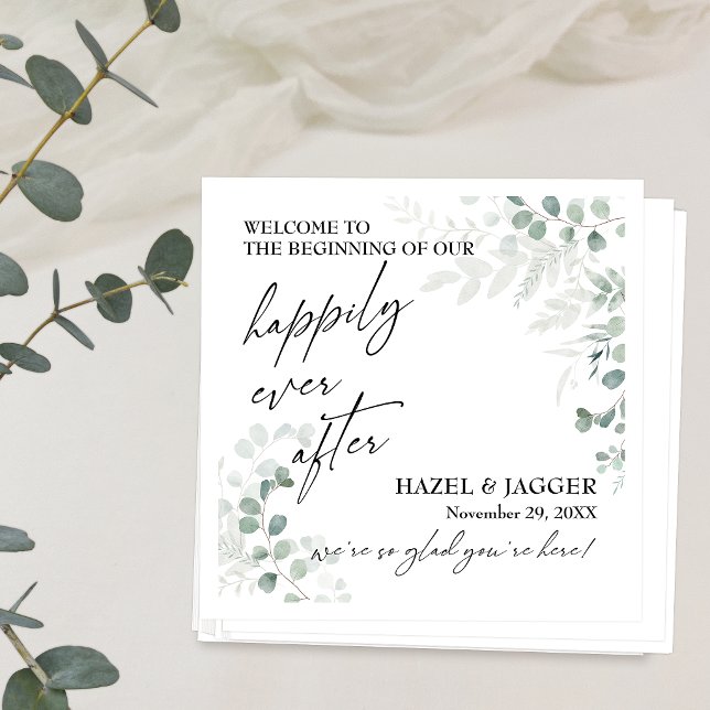 Elegant Greenery Happily Ever After Napkin (Creator Uploaded)