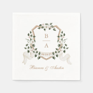 Elegant Greenery Ivy Branch Crest Wedding Napkin