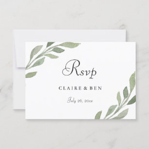 Elegant Greenery Leaf Wedding RSVP Invitation