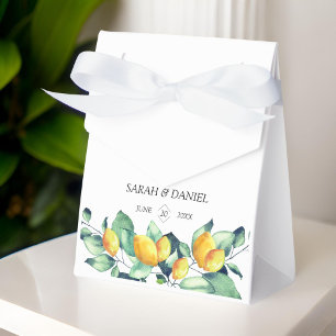 Elegant, greenery, lemon, wedding favor box