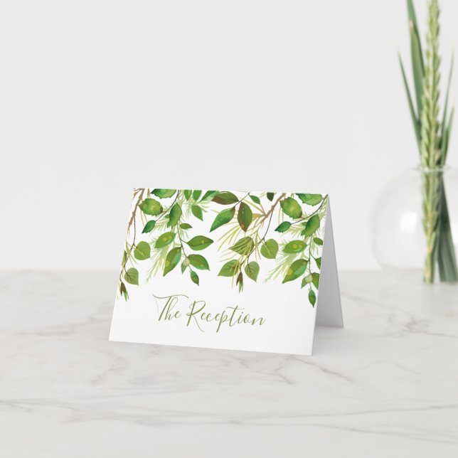 Elegant Greenery Meadow Wedding Evening Reception Invitation (Front)