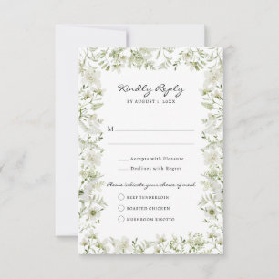 Elegant Greenery Meals RSVP Card
