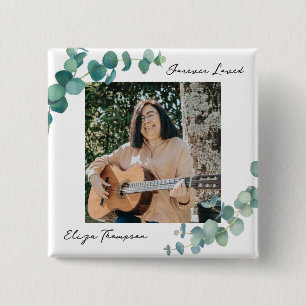 Elegant Greenery Memorial 2 Inch Square Button