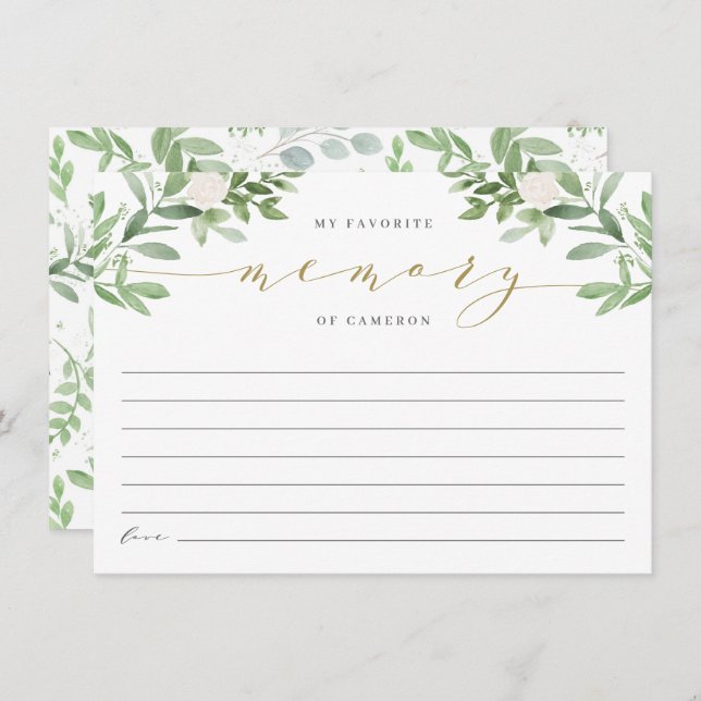 Elegant Greenery Memorial My Favourite Memory Card (Front/Back)