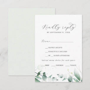 Elegant Greenery Menu Choice RSVP Card