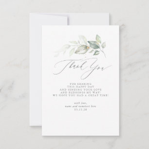 Elegant Greenery Minimalist Baby Shower Thank You Card