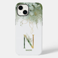 Elegant Greenery Monogram N