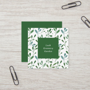 Elegant Greenery Pattern Modern Square Business Card