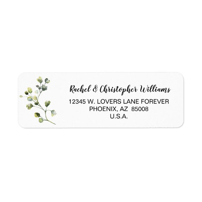 Elegant Greenery Personalized Address Label (Front)