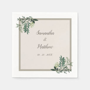 Elegant Greenery Personalized Wedding Napkin