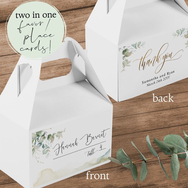 Elegant Greenery Place Card / Favor Box (Creator Uploaded)