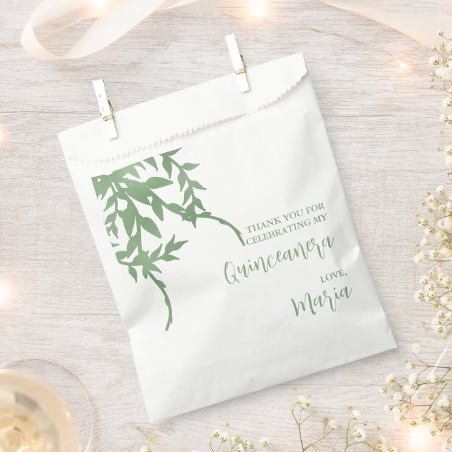 Elegant Greenery Quinceañera Favour Bag (Clipped)