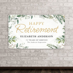 Elegant Greenery Retirement Party Banner