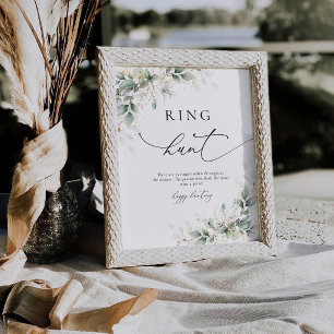 Elegant Greenery Ring Hunt Sign