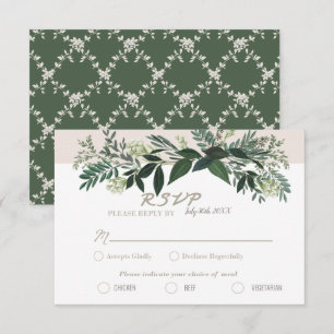 Elegant Greenery RSVP Card Meal Choices