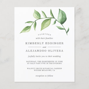 Elegant Greenery Rustic Budget Wedding Invitation