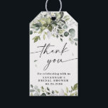 Elegant Greenery Rustic Eucalyptus Thank You Favou Gift Tags<br><div class="desc">Design features elegant watercolor greenery eucalyptus ,  olive branches,  and other leafy elements.  "Thank you" is printed in a modern stylish font surrounded by a few small falling leaves.  The back has a matching botanical wreath design.</div>