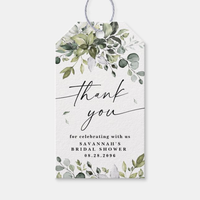 Elegant Greenery Rustic Eucalyptus Thank You Favou Gift Tags (Front)