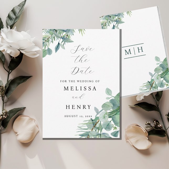 Elegant Greenery Save the Date Card (Creator Uploaded)