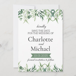 Elegant Greenery Save the Date Template 