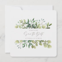 Elegant Greenery Save The Date Wedding Invitation