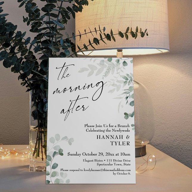 Elegant Greenery & Script The Morning After Invitation (Creator Uploaded)