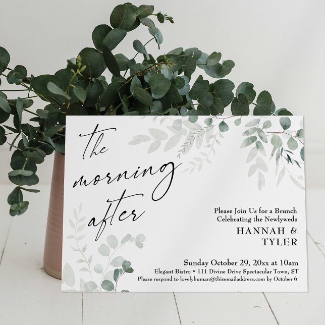 Elegant Greenery & Script The Morning After Invitation (Creator Uploaded)