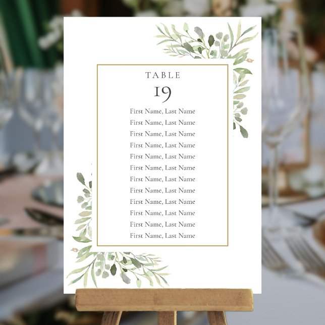 Elegant Greenery Seating Chart Table Number (Elegant Greenery Seating Chart Table Number)
