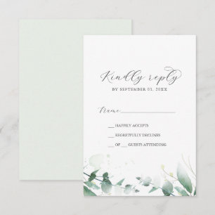 Elegant Greenery Simple RSVP Card