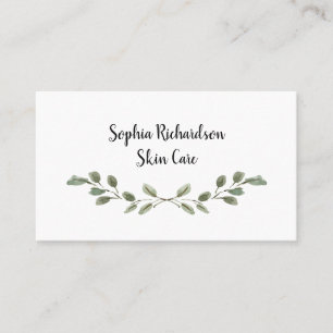 Elegant Greenery   Simple Watercolor Leaves Business Card