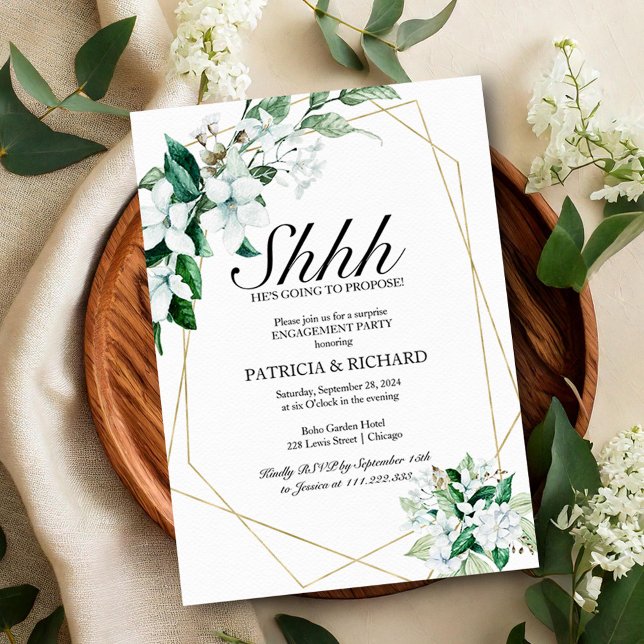 Elegant Greenery Surprise Engagement Party  Invitation (Creator Uploaded)