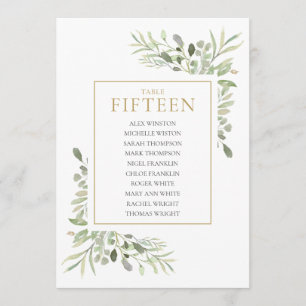 Elegant Greenery Table Number 15 Seating Chart