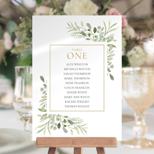 Elegant Greenery Table Number 1 Seating Chart (Elegant Greenery Table Number 1 Seating Chart)