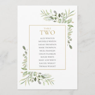 Elegant Greenery Table Number 2 Seating Chart