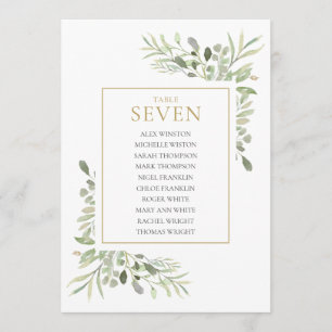 Elegant Greenery Table Number 7 Seating Chart