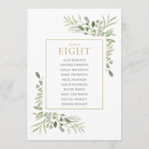 Elegant Greenery Table Number 8 Seating Chart