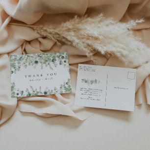 Elegant Greenery Thank You Postcard
