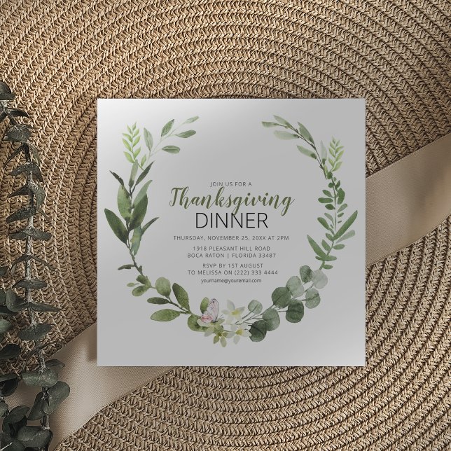 Elegant Greenery Thanksgiving Invitation (Creator Uploaded)
