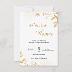 Elegant greenery, typography wedding  invitation