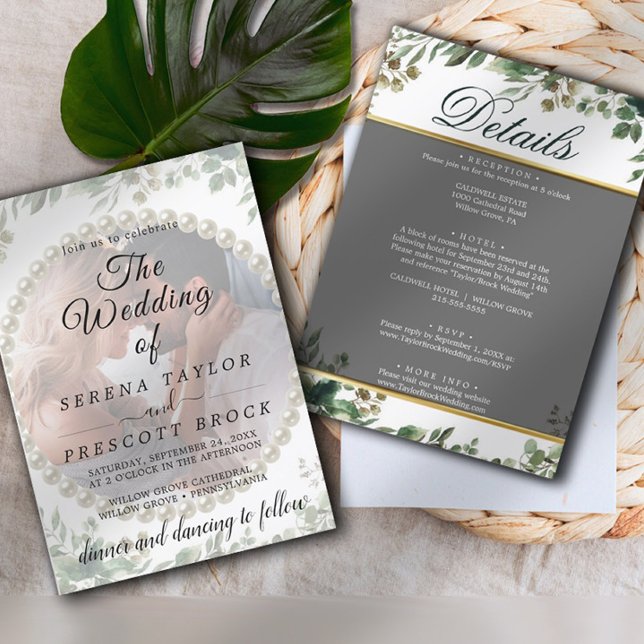 Elegant Greenery Vellum Overlay Wedding Invitation (Creator Uploaded)