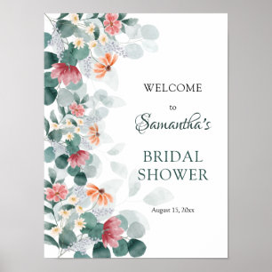 Elegant greenery watercolor eucalyptus welcome  poster