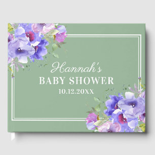 Elegant Greenery Watercolor Floral Baby Shower Guest Book