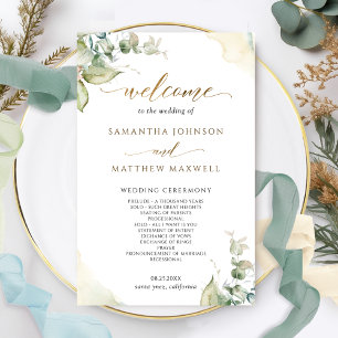 Elegant Greenery Watercolor Wedding Program