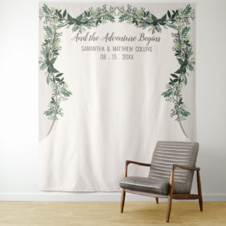 Elegant Greenery Wedding Backdrop Photo Booth Tapestry