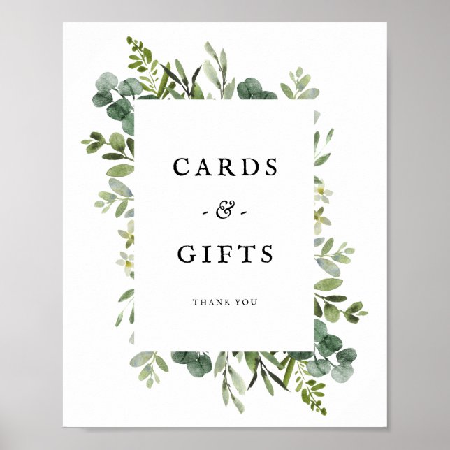 Elegant Greenery Wedding Cards Gifts Poster (Front)