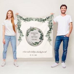 Elegant Greenery Wedding Celebration Memory Throw Fleece Blanket
