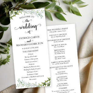 Elegant Greenery Wedding Ceremony Program