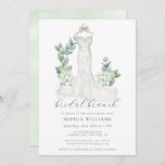 Elegant Greenery Wedding Dress Bridal Brunch Invitation<br><div class="desc">Impress your guests with this super trendy and elegant wedding dress bridal brunch bridal shower invitation featuring gorgeous, meticulously handpainted watercolor greenery and tiny white flowers. The eucalyptus leaves and white florals frame a lovely, hand sketched wedding gown. Your bridal shower details are written in a classic serif font with...</div>